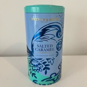 Fortnum & Mason used cookie tin Salted Caramel biscuit tin only blue British